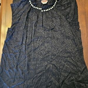 Kate Spade New York. Pearl Pave Neck Shell Blouse. Black, Womens XL